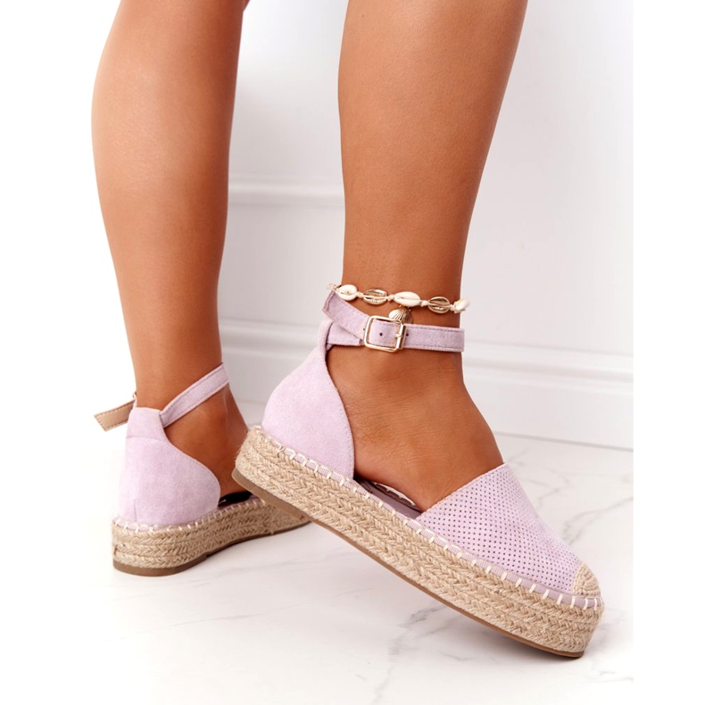 Espadrilles On The Straw Platform Violet Bali lila 1