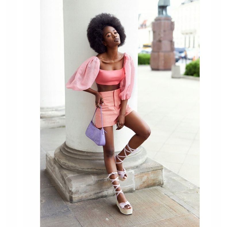 PS1 Kötve szandál egy fonott platform Violet La Palma bézs ibolya 1