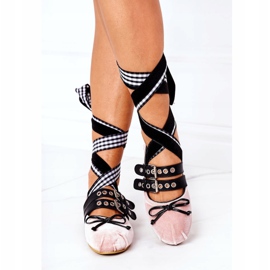 Kötve velúr balerinák Lu Boo Pink rózsaszín 2