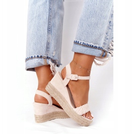 PS1 Bézs színű, baleári ék szandál 6