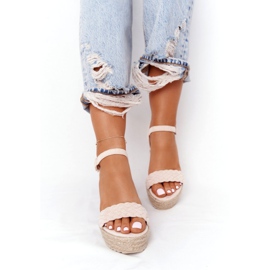 PS1 Bézs színű, baleári ék szandál 4