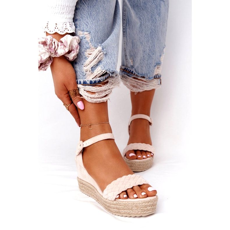 PS1 Bézs színű, baleári ék szandál 1