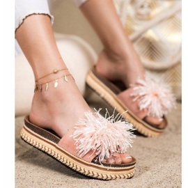 SHELOVET Divatos papucs karimákkal rózsaszín 1