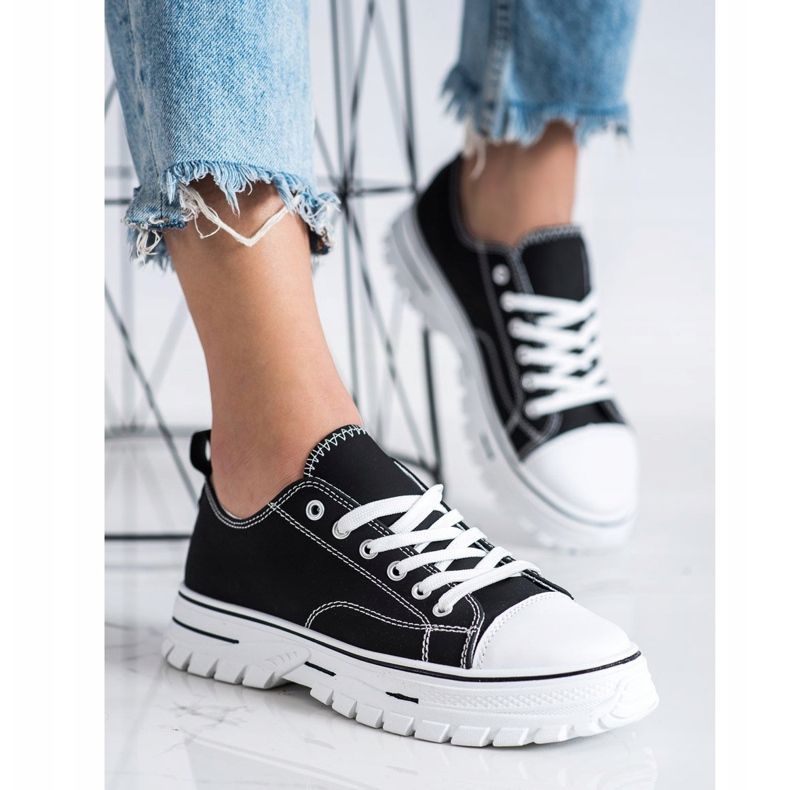 SHELOVET Cipők Eco bőrrel a platformon fekete 1