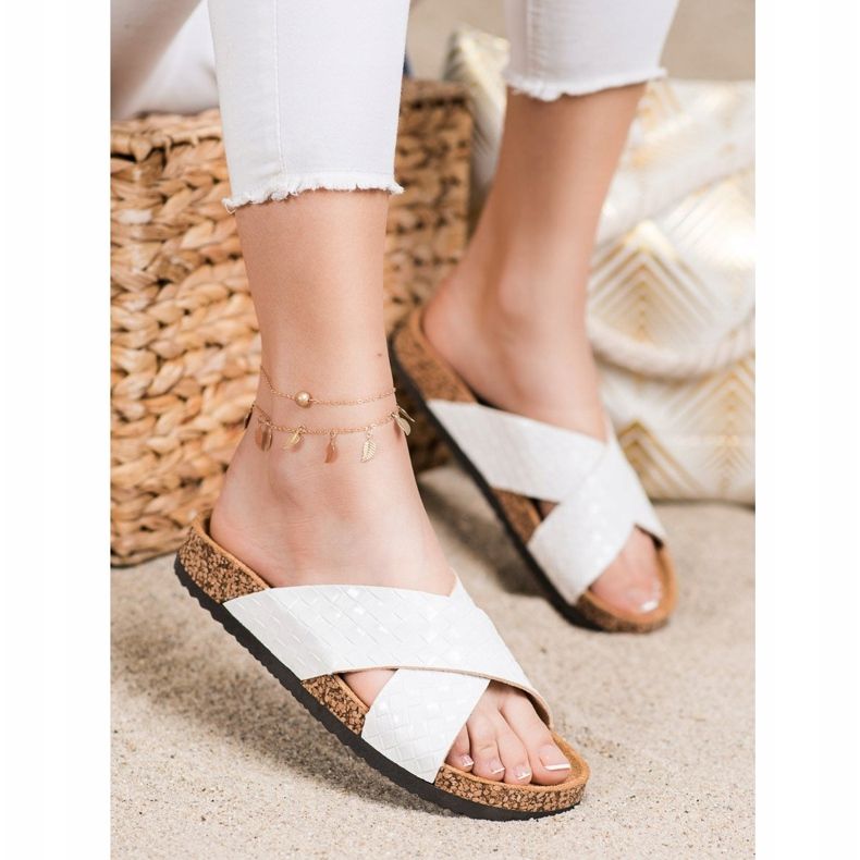 Bona Kényelmes Eco bőr papucs fehér 1