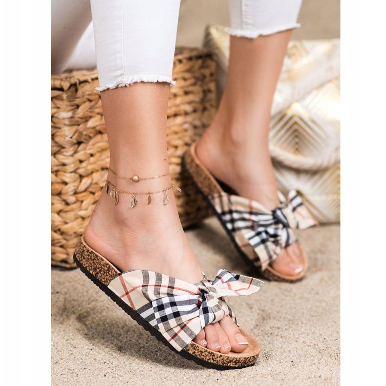 Bona Papucs Kockás íjjal sokszínű 1