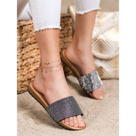 Bona Elegáns papucs köbös cirkóniummal fekete 1