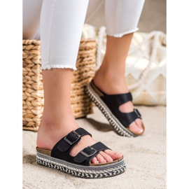 SHELOVET Papucs dekoratív platformmal fekete 1