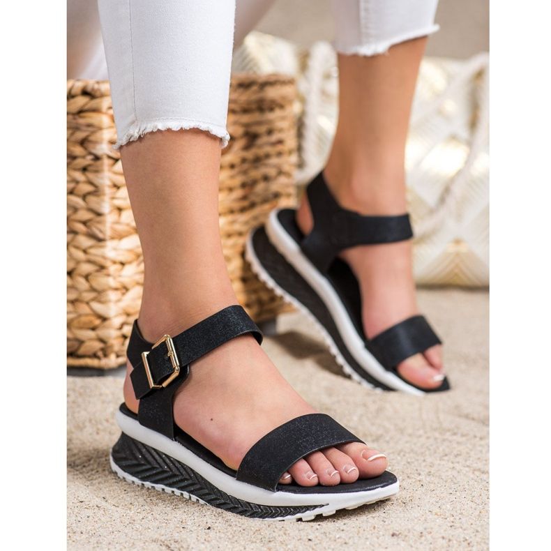 Groto Gogo Szandál A Platformon Csillogással fekete 1