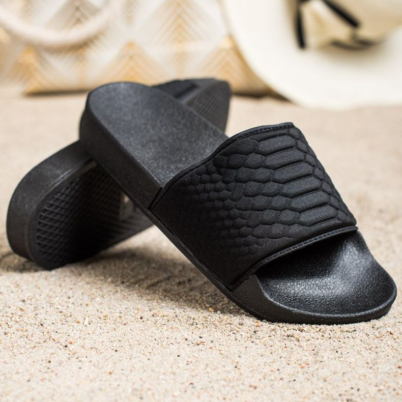 SHELOVET Fekete textil papucs 1