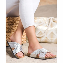 Bona Kényelmes Eco bőr papucs ezüst 2