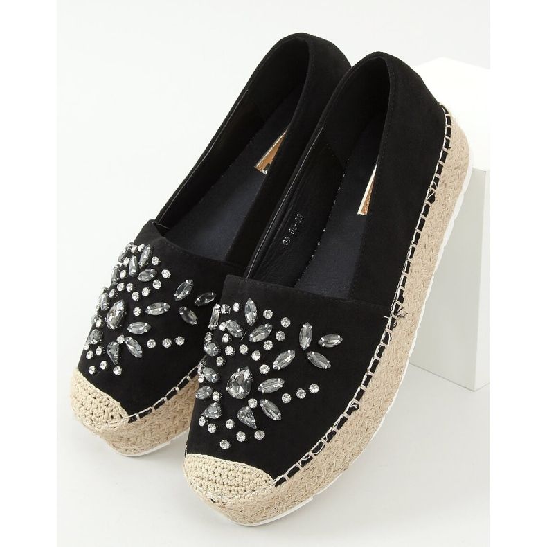 RC-96 Fekete Espadrilles kövekkel 1