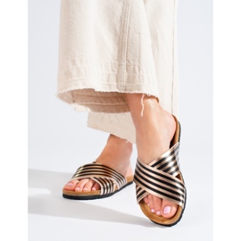 Bona Alkalmi csíkos papucsok fekete aranysárga 1