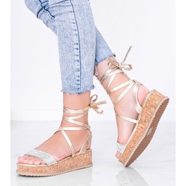 Arany szandál cirkóniával kötve Ves aranysárga 1