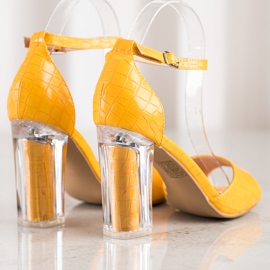 Renda Szandál átlátszó sarokkal sárga 1