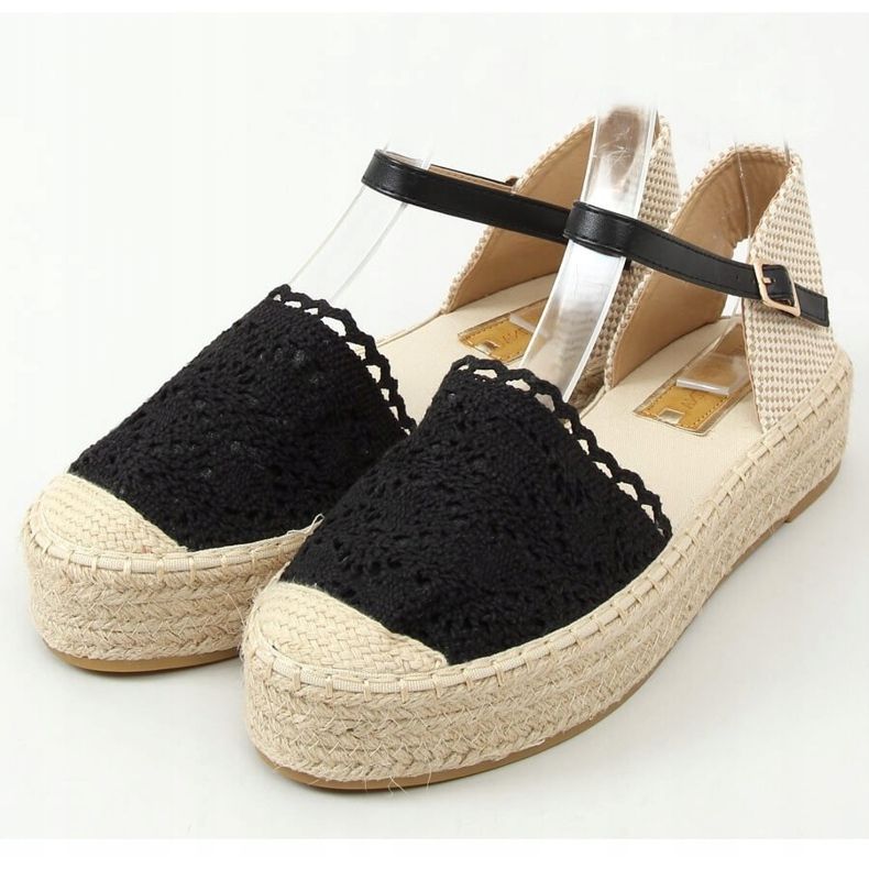 Fekete csipke espadrilles 919-4 Black 1 Fekete csipke espadrilles 919-4 Black 1
