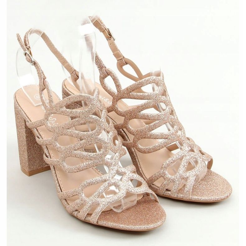 Pezsgő magas sarkú szandál 5099 Pezsgő rózsaszín aranysárga 1