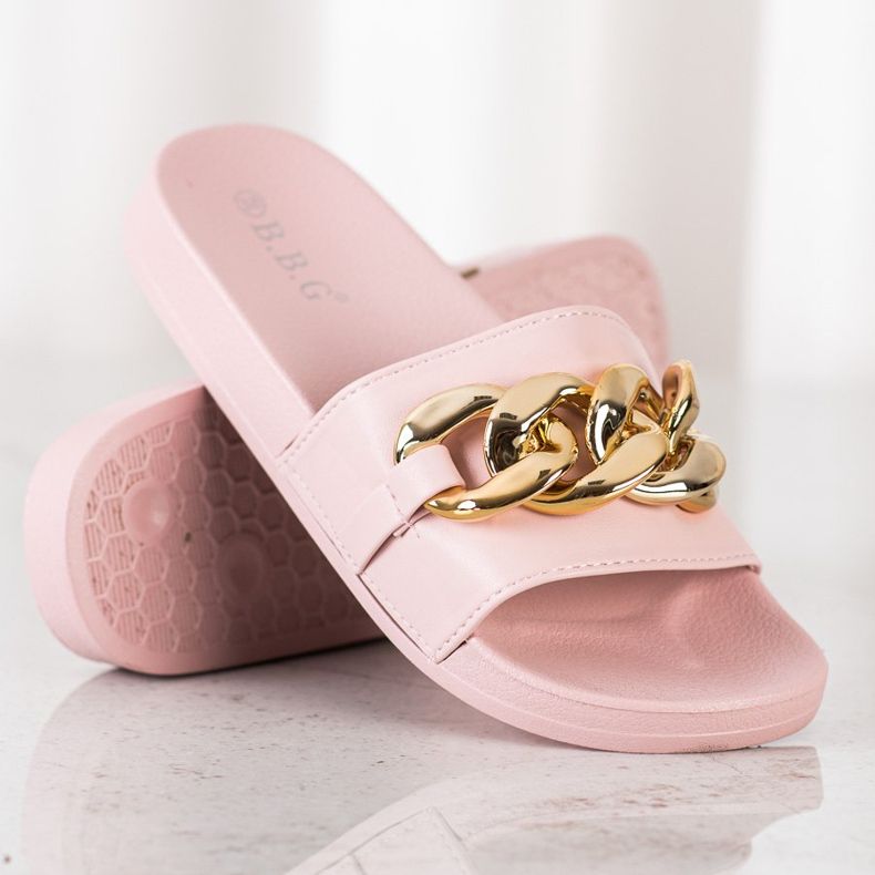 SHELOVET Rózsaszín papucs díszítéssel 2