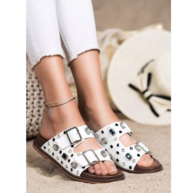 Seastar Divatos papucsok kristályokkal fehér 1