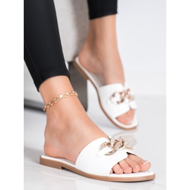 SHELOVET Papucs arany díszítéssel fehér 2