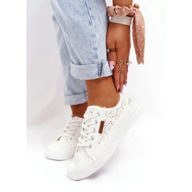 Női csipke cipő Big Star W274925 fehér 3
