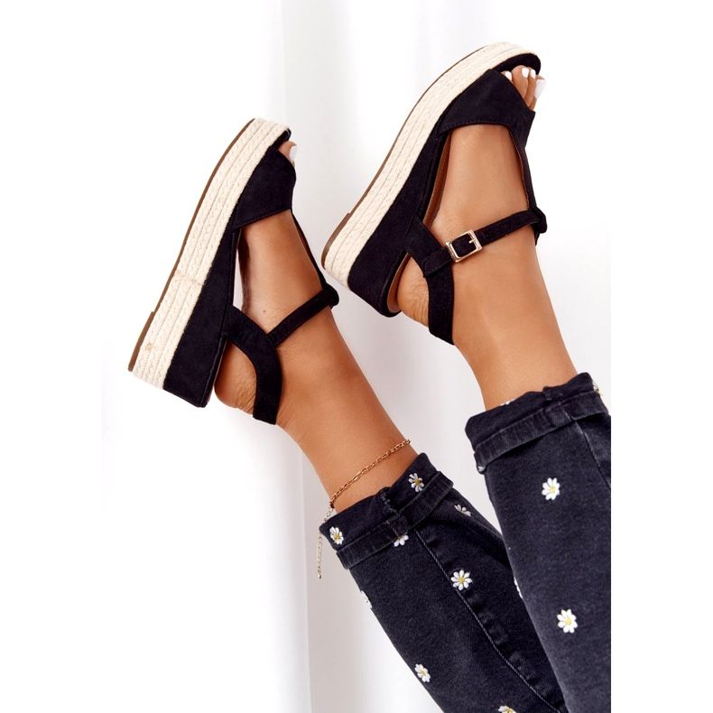 PG1 Fekete Graciosa Wedge szandál 9R93 Fekete 5