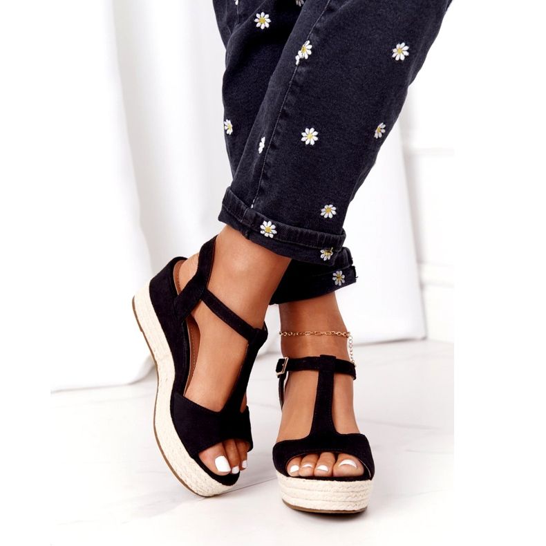 PG1 Fekete Graciosa Wedge szandál 9R93 Fekete 2