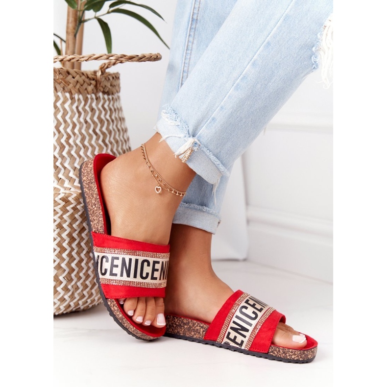 Piros papucs parafán köbös cirkóniummal Legyen szép 2