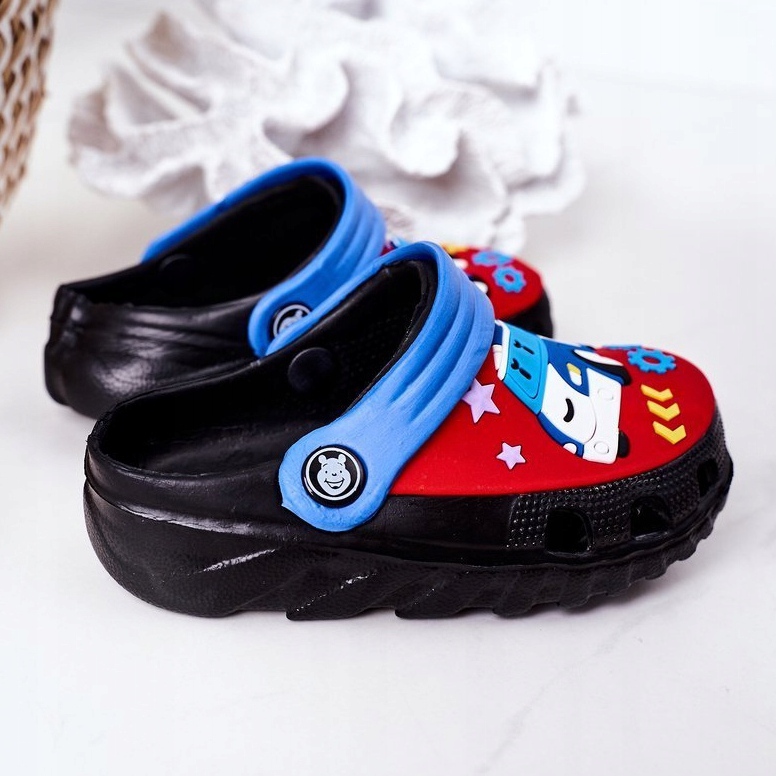 Gyermek habpapucs Crocs Black Blue Oscar fekete piros kék 1
