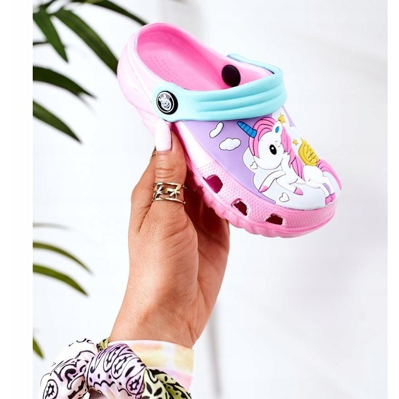 Gyermek habpapucs Crocs Pink Turquoise Oscar kék rózsaszín 1