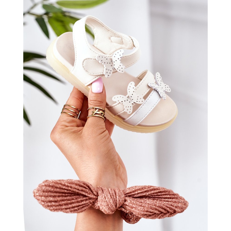 Apawwa Gyermek szandál pillangókkal Fehér Malvika tépőzár 2