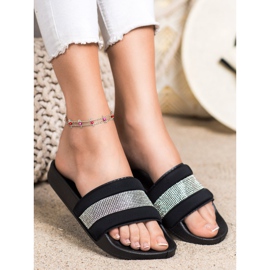 SHELOVET Papucs köbös cirkónium -dioxiddal fekete 1