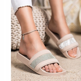 SHELOVET Papucs köbös cirkónium -dioxiddal bézs 1