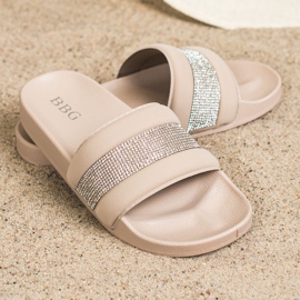 SHELOVET Papucs köbös cirkónium -dioxiddal bézs 2