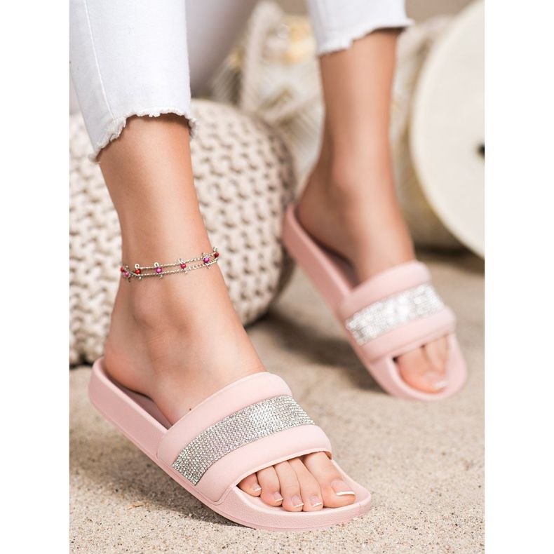 SHELOVET Papucs köbös cirkónium -dioxiddal rózsaszín 2