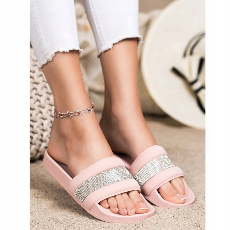 SHELOVET Papucs köbös cirkónium -dioxiddal rózsaszín 1