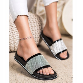 SHELOVET Fényes fekete papucs 1