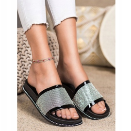 SHELOVET Fényes fekete papucs 2