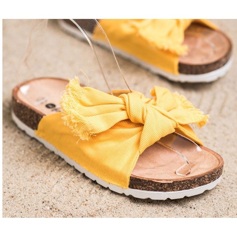 Forever Folie Kényelmes textil papucs sárga 2