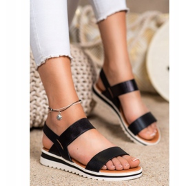 Best Shoes Divatos csúszós szandál fekete 2