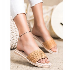 SHELOVET Alkalmi fonott papucs bézs 1