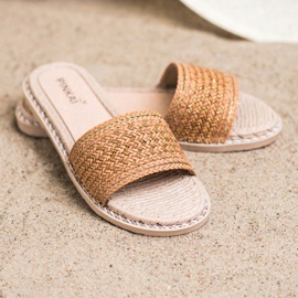 SHELOVET Alkalmi fonott papucs bézs 2