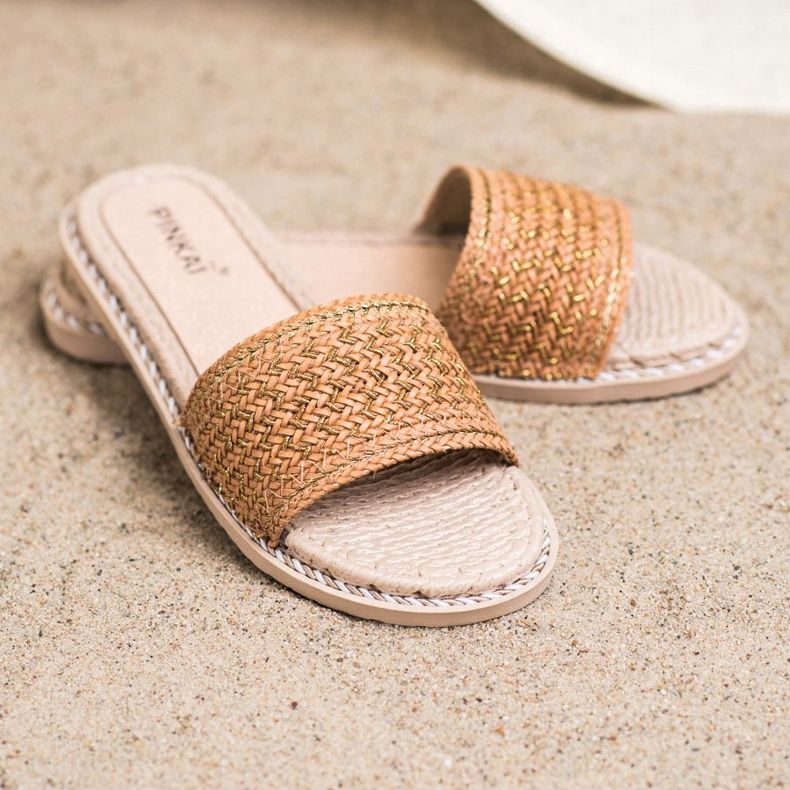 SHELOVET Alkalmi fonott papucs bézs 2