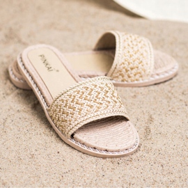 SHELOVET Alkalmi fonott papucs bézs 2