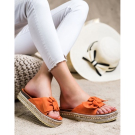 SHELOVET Papucs espadrillel masnival narancssárga 2