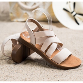 Super Mode Felcsúsztatható szandál pántokkal bézs 1