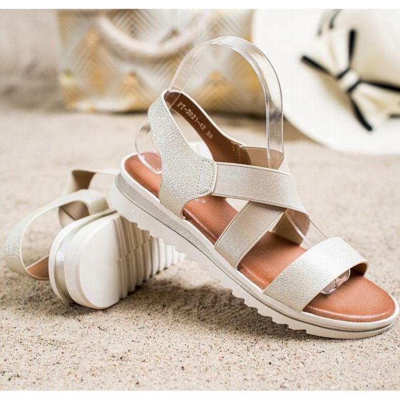 Best Shoes Csúszós szandál csillogással aranysárga 1