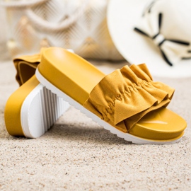 SHELOVET Mustáros papucs az emelvényen sárga 1