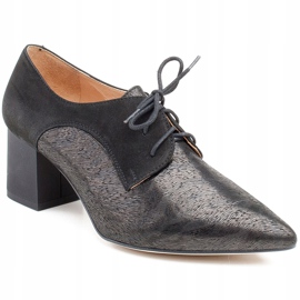 Marco Shoes Fekete fűzős cipő 1248P velúrból, mintával 1