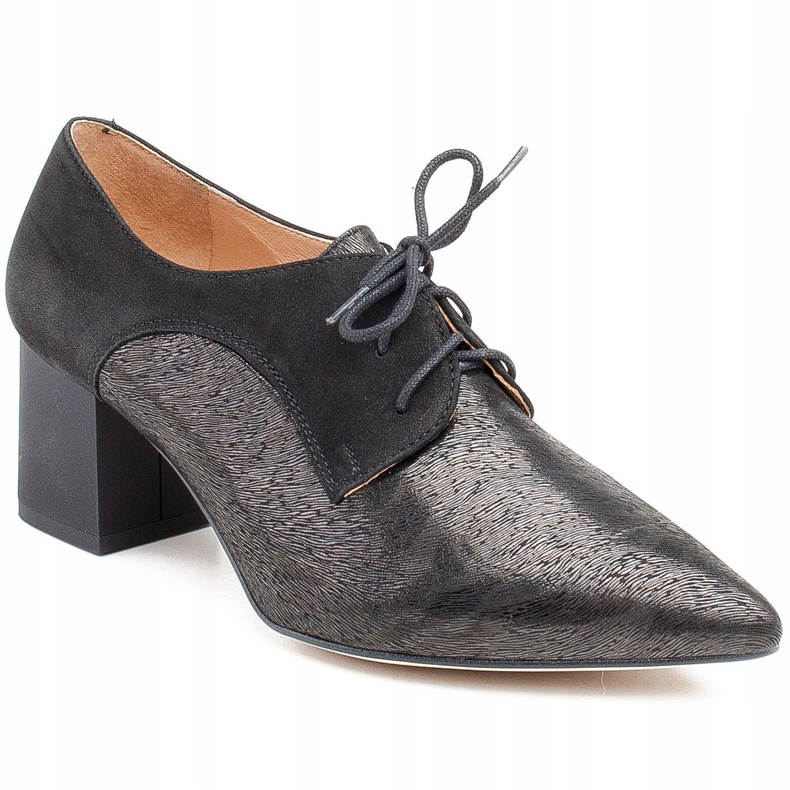 Marco Shoes Fekete fűzős cipő 1248P velúrból, mintával 1